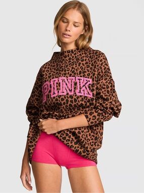 PINK Campus Fleece Oversized Mock-Neck Sweatshirt